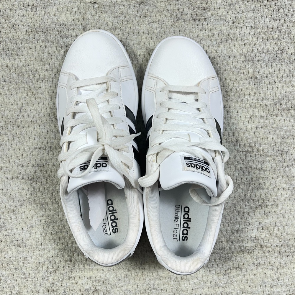Adidas Cloudfoam Advantage AW4287 White Leather Low Top Sneaker Womens Shoes 10 - Picture 7 of 14